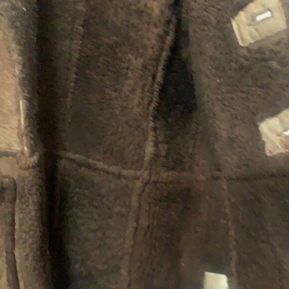 VINTAGE GINO BROWN‎ LEATHER SHEEPSKIN SHERLING COAT SIZE 12 - Picture 9 of 11